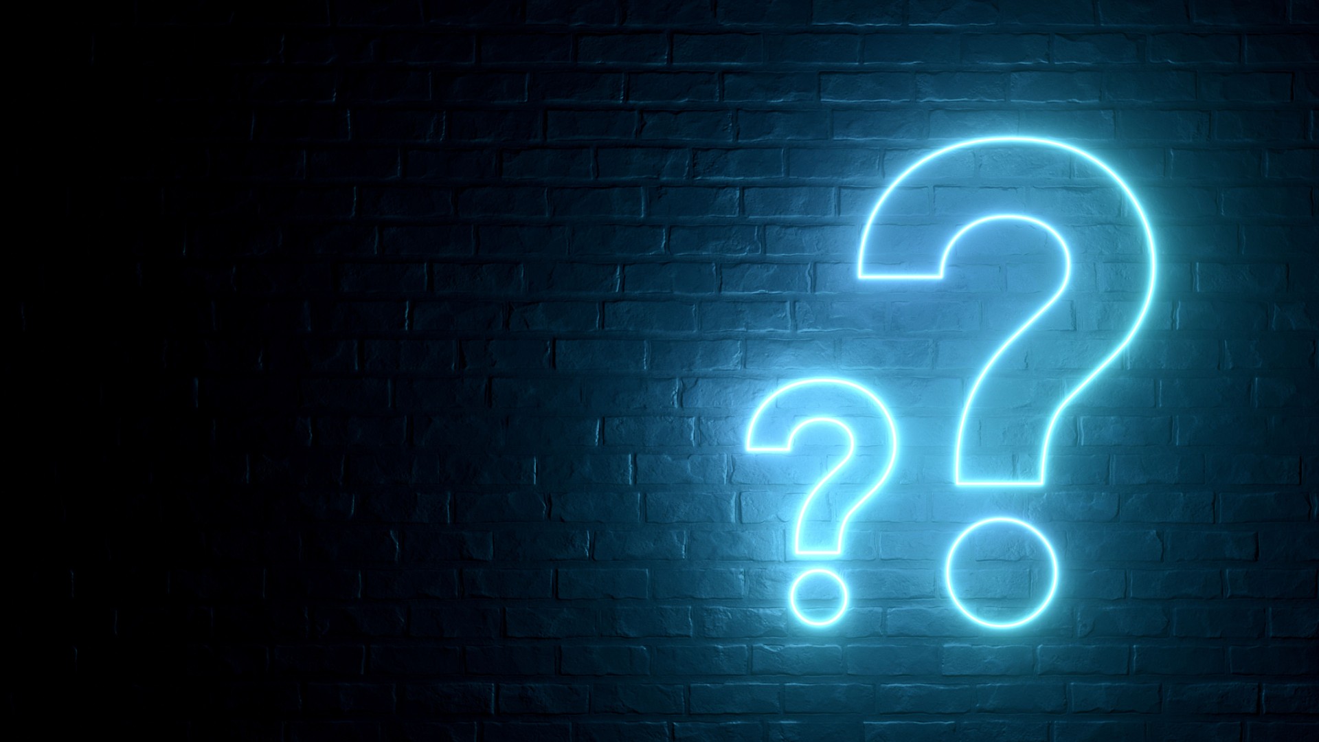 Question Mark Neon Lightning on Brick Wall